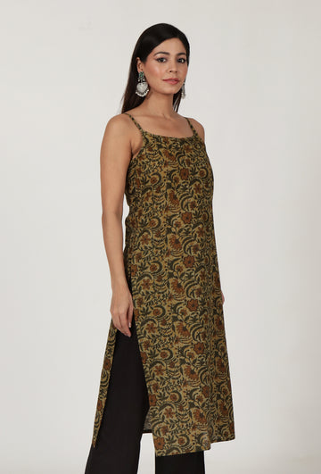 Kalamkari Printed Yellow Cotton Slip